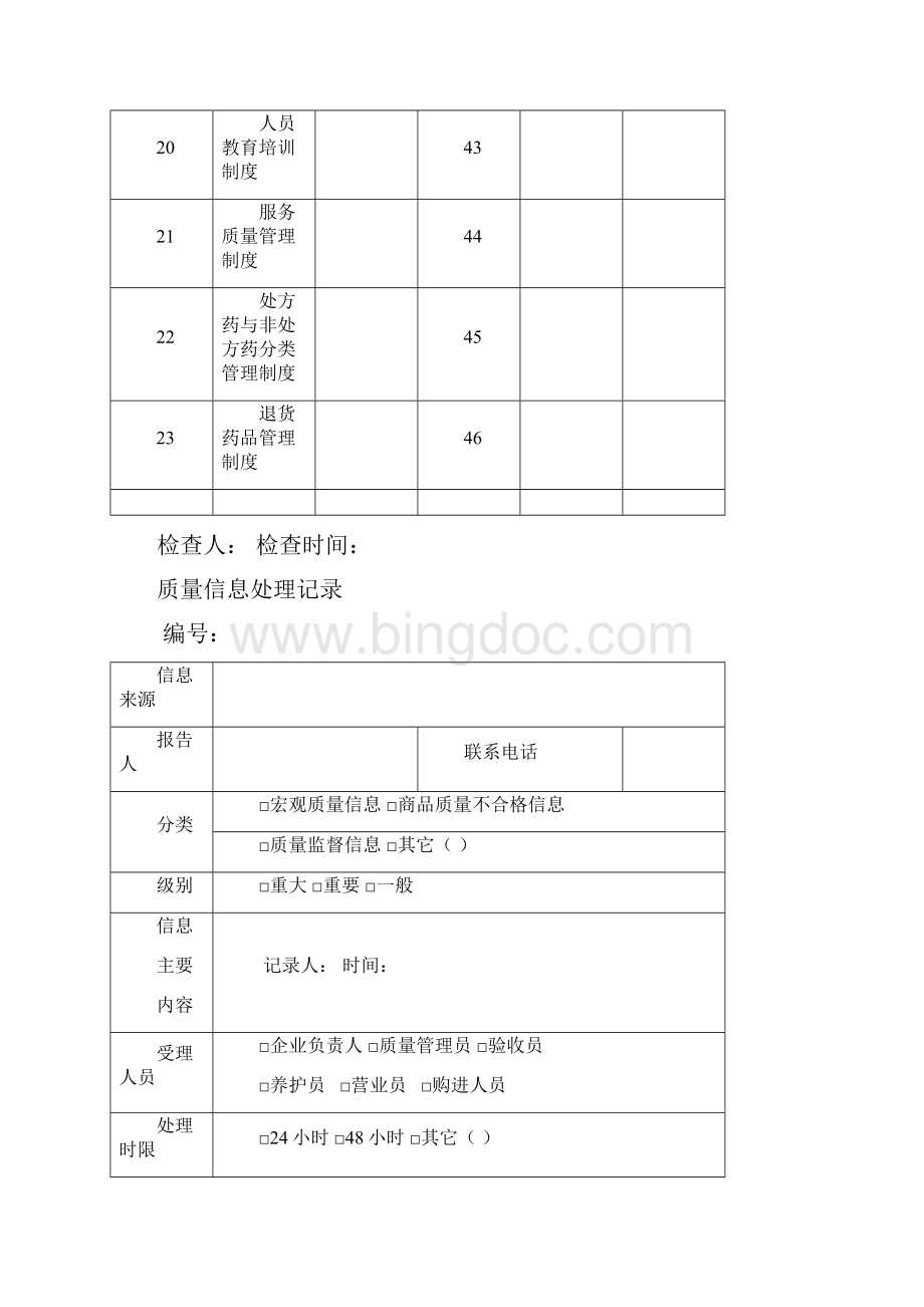 药品类质量管理制度执行情况检查考核记录表Word文档格式.docx_第3页