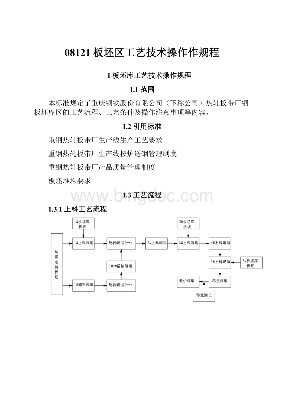 08121板坯区工艺技术操作作规程Word文档下载推荐.docx_第1页