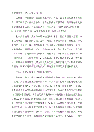 初中英语教师个人工作总结5篇.docx