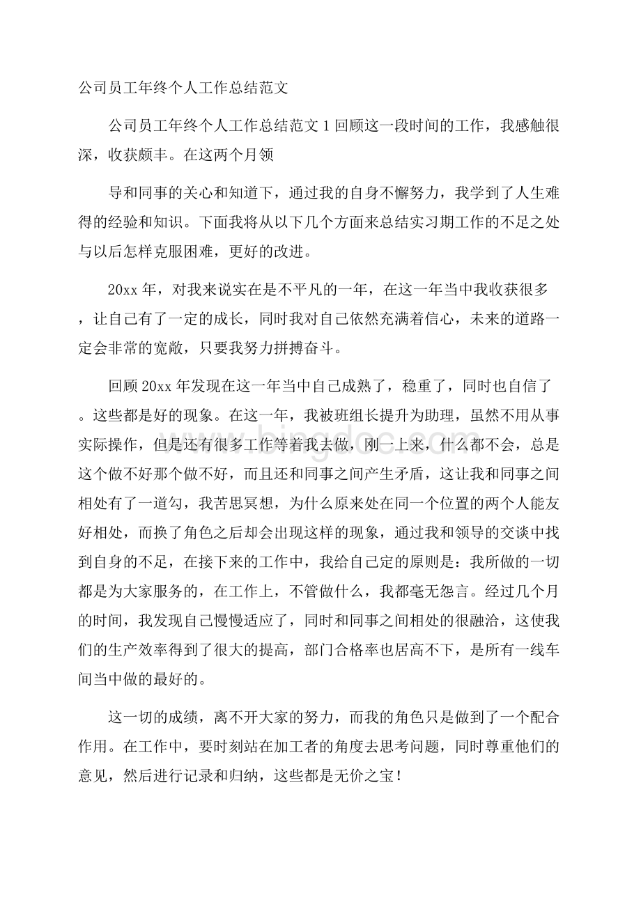 公司员工年终个人工作总结范文.docx_第1页