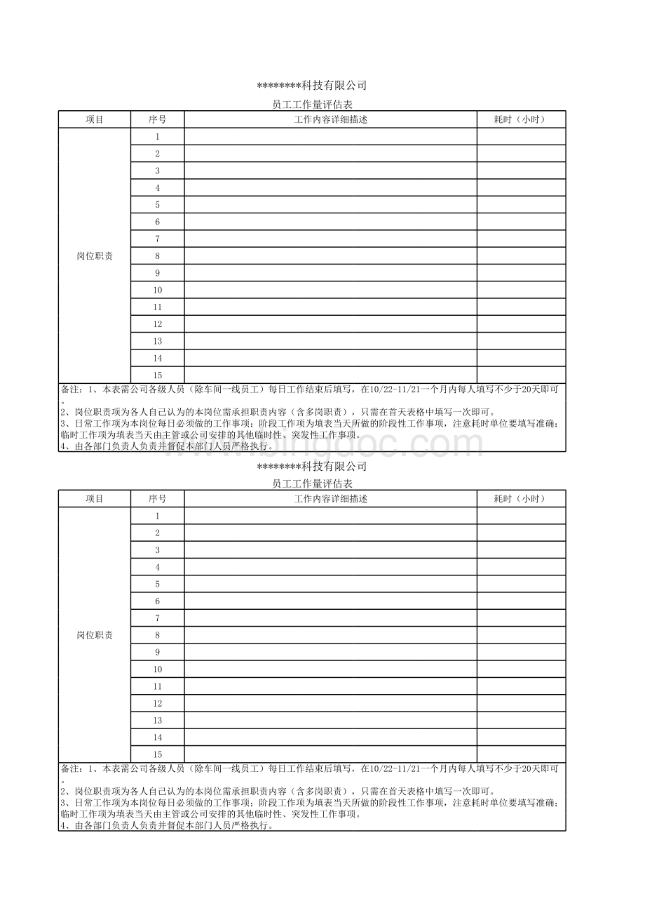 员工工作量评估表.xls_第1页