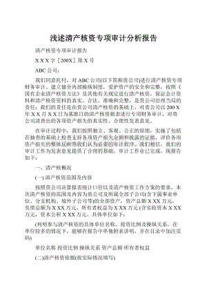 浅述清产核资专项审计分析报告Word文件下载.docx