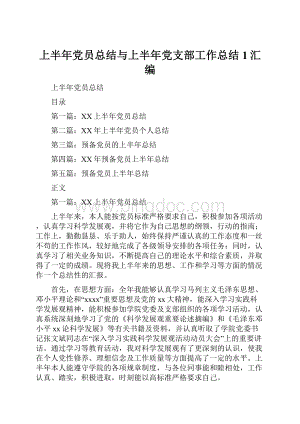 上半年党员总结与上半年党支部工作总结1汇编Word文档格式.docx