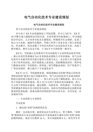 电气自动化技术专业建设规划文档格式.docx