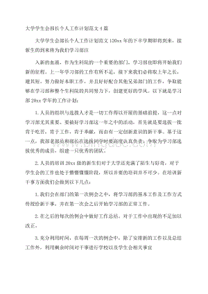 大学学生会部长个人工作计划范文4篇Word下载.docx