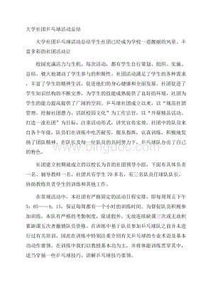 大学社团乒乓球活动总结文档格式.docx
