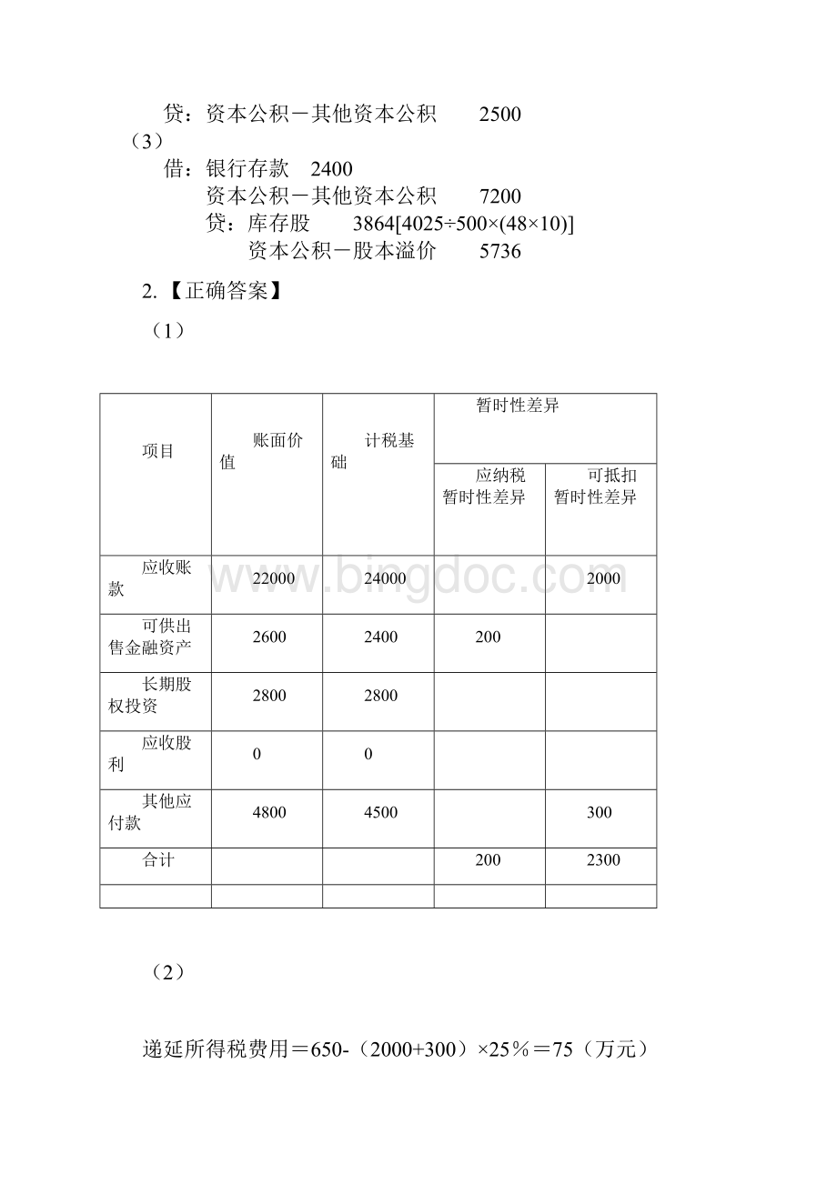 注会 会计 真题答案Word文档下载推荐.docx_第2页