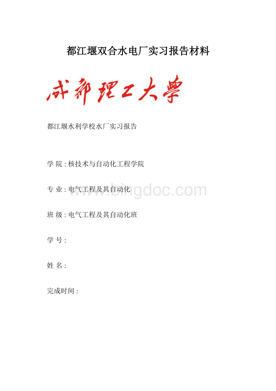 都江堰双合水电厂实习报告材料.docx_第1页