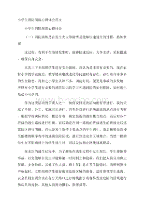 小学生消防演练心得体会范文文档格式.docx