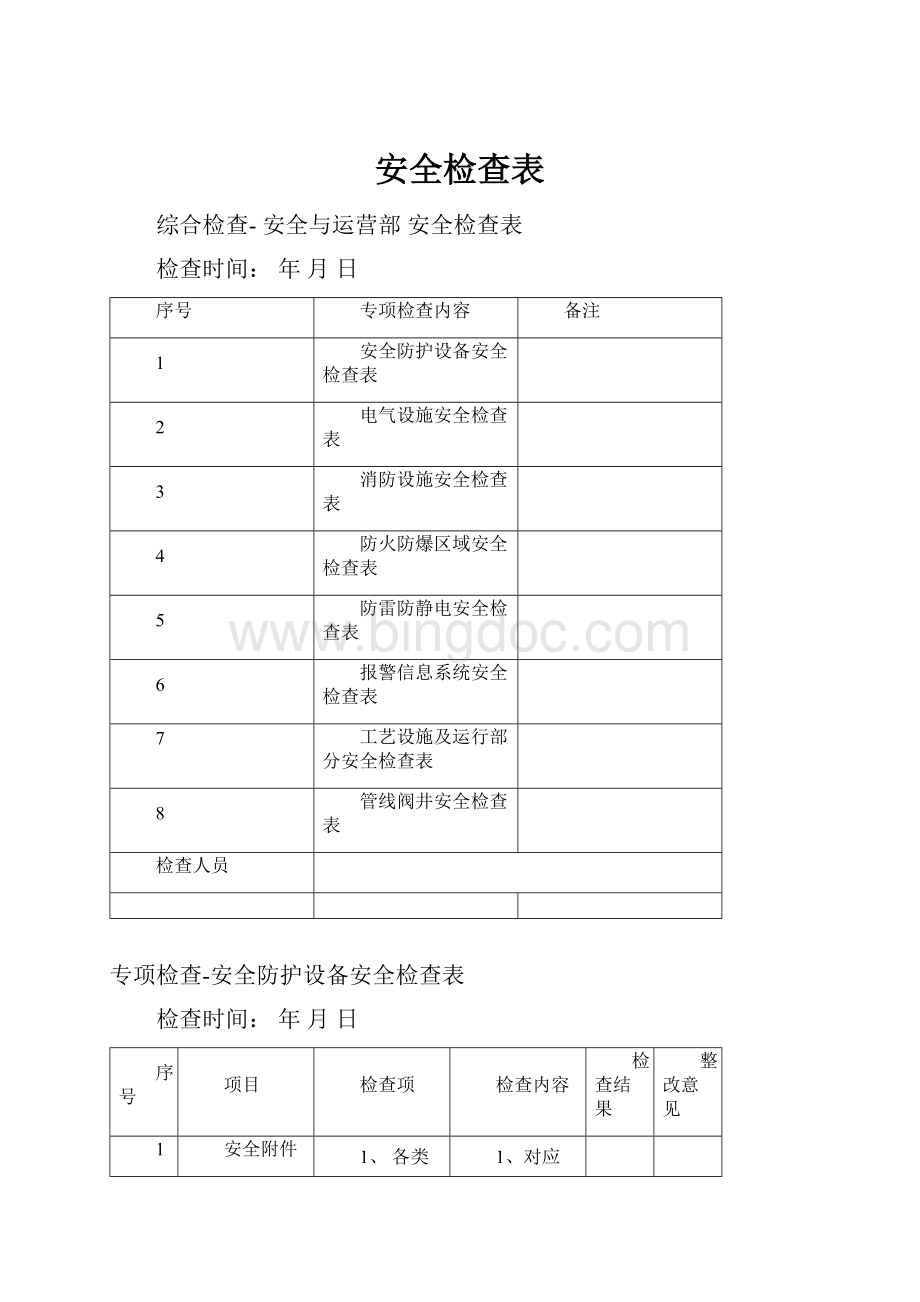 安全检查表Word格式.docx