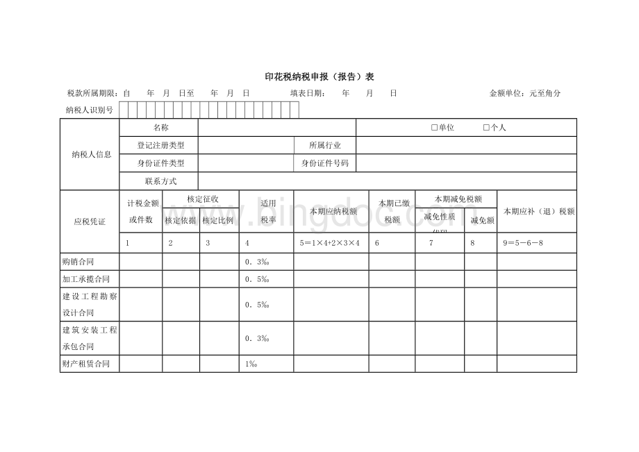 印花税纳税申报表.doc