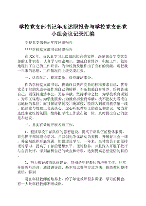 学校党支部书记年度述职报告与学校党支部党小组会议记录汇编Word下载.docx