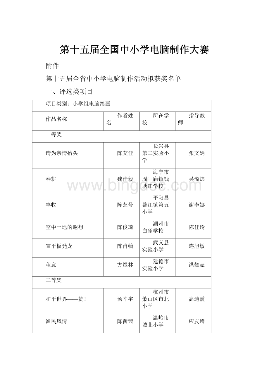 第十五届全国中小学电脑制作大赛Word下载.docx