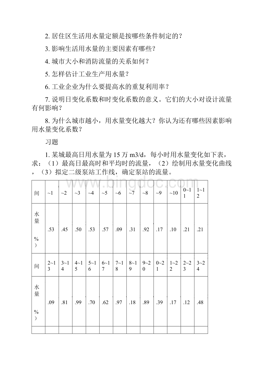 给水排水管网系统自编练习题Word文档格式.docx_第2页