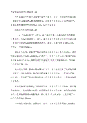 大学生法院实习心得范文5篇.docx