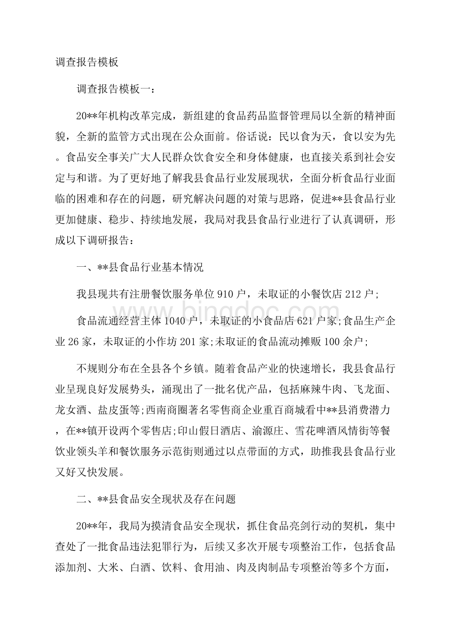 调查报告模板文档格式.docx_第1页