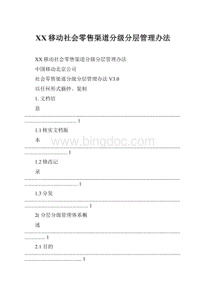 XX移动社会零售渠道分级分层管理办法.docx