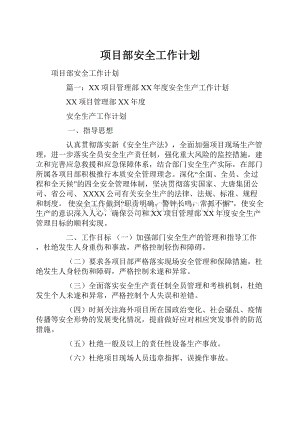 项目部安全工作计划.docx