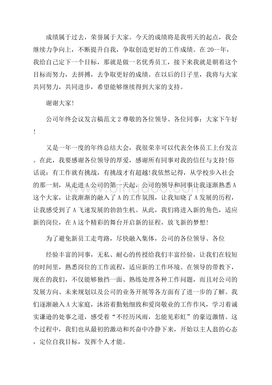 公司年终会议发言稿范文.docx_第2页