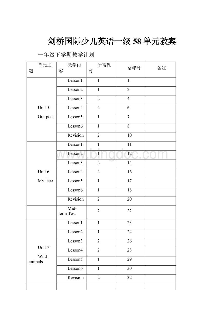 剑桥国际少儿英语一级58单元教案.docx_第1页