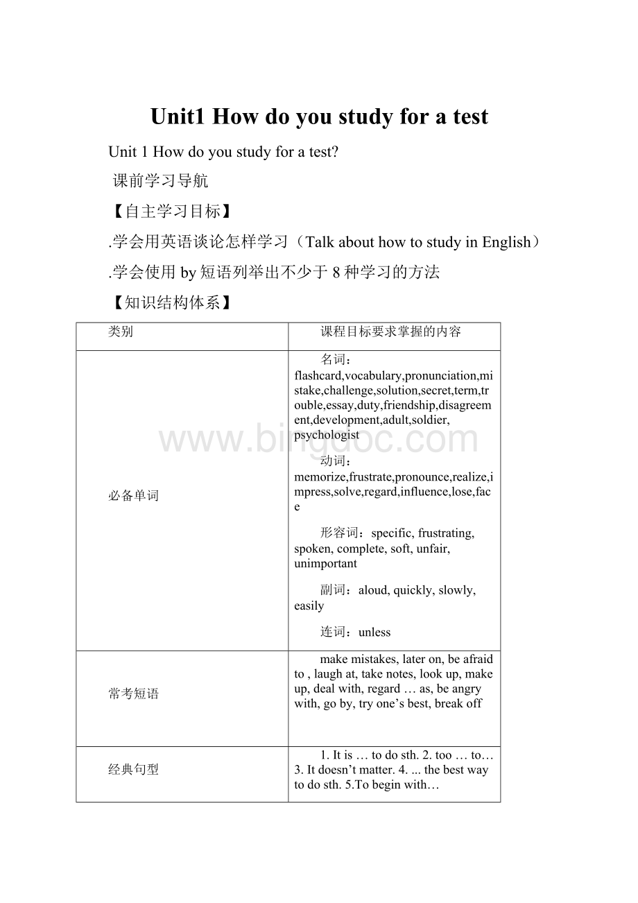 Unit1 How do you study for a test.docx_第1页
