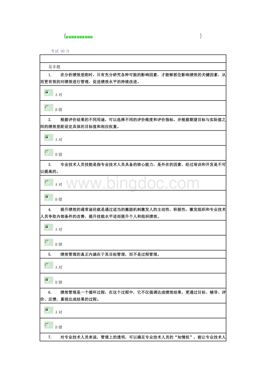 大连在线继续教育考试-专业技术人员绩效管理与业务能力提升.doc