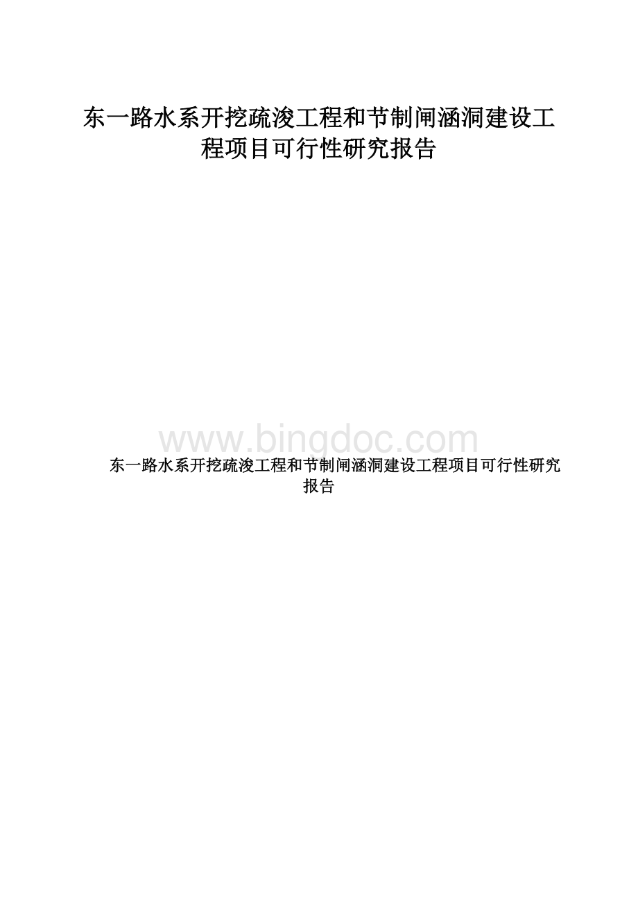 东一路水系开挖疏浚工程和节制闸涵洞建设工程项目可行性研究报告Word文档格式.docx