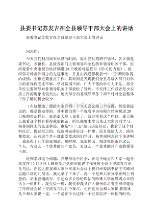 县委书记苏发吉在全县领导干部大会上的讲话Word格式文档下载.docx