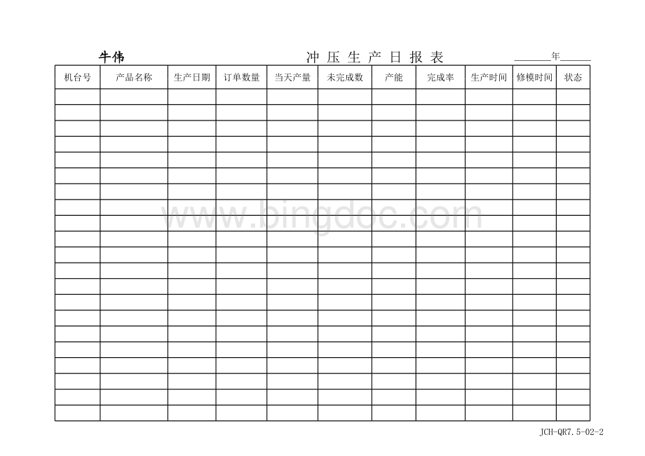 冲压车间生产日报表.xls_第1页