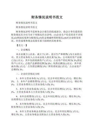 财务情况说明书范文Word文档格式.docx