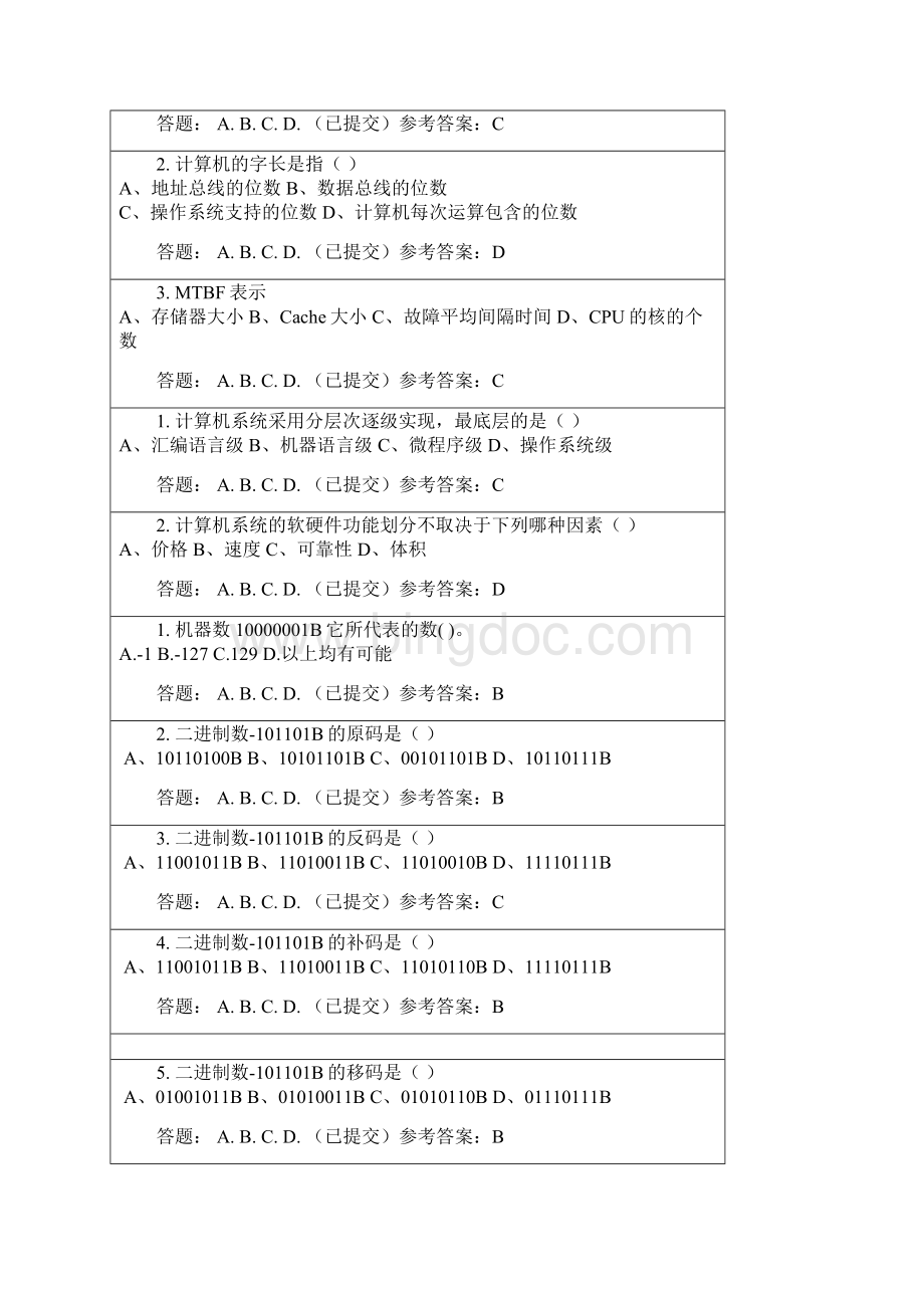 华南理工网络教育育计算机组成原理随堂练习模板.docx_第2页