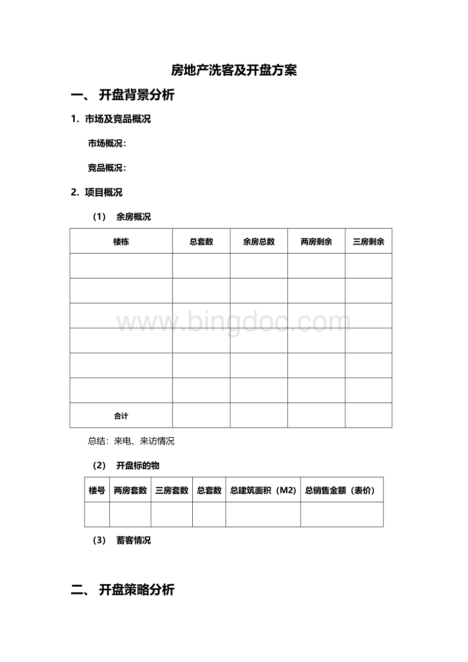 洗客及开盘方案(房地产).doc