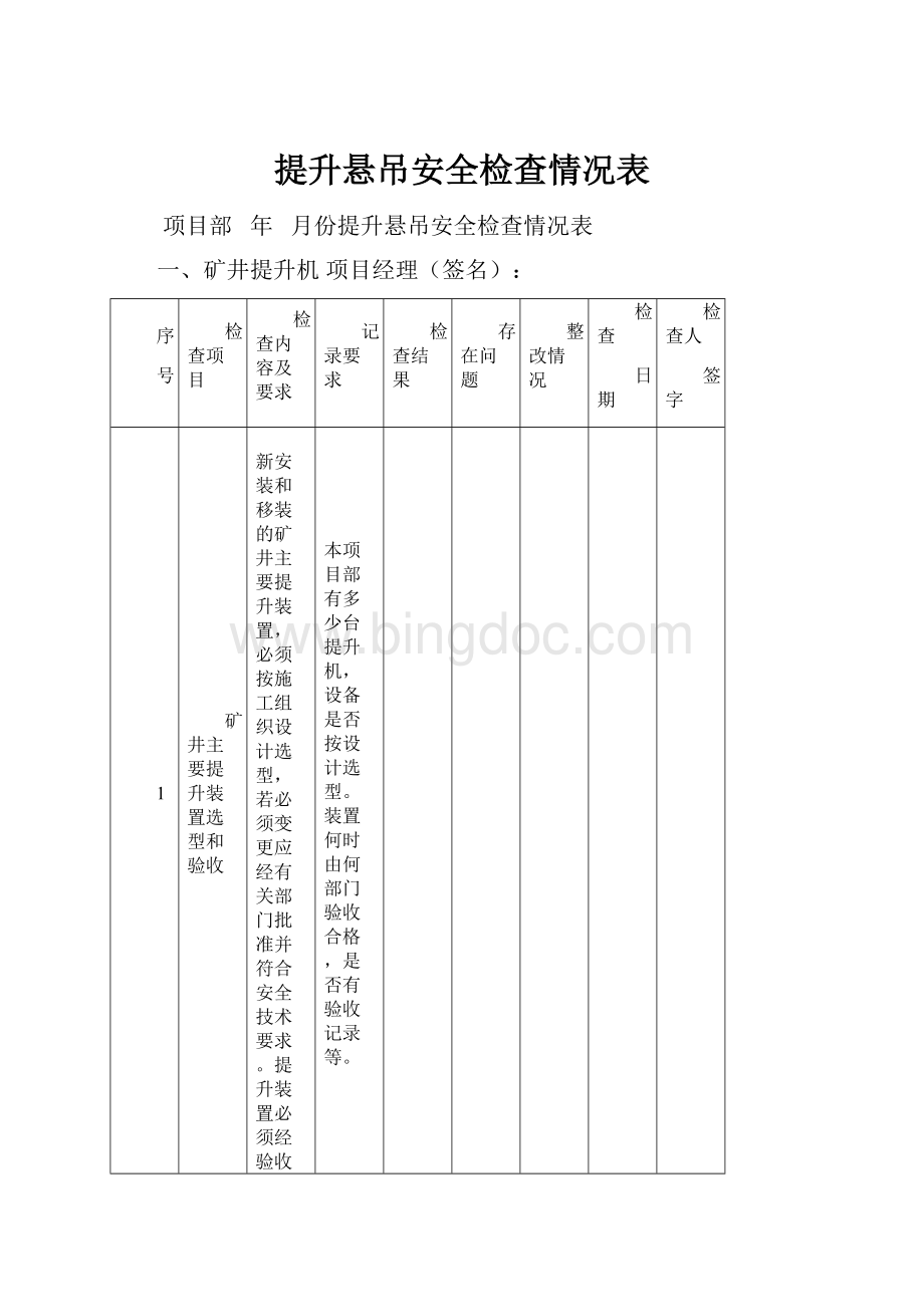 提升悬吊安全检查情况表.docx