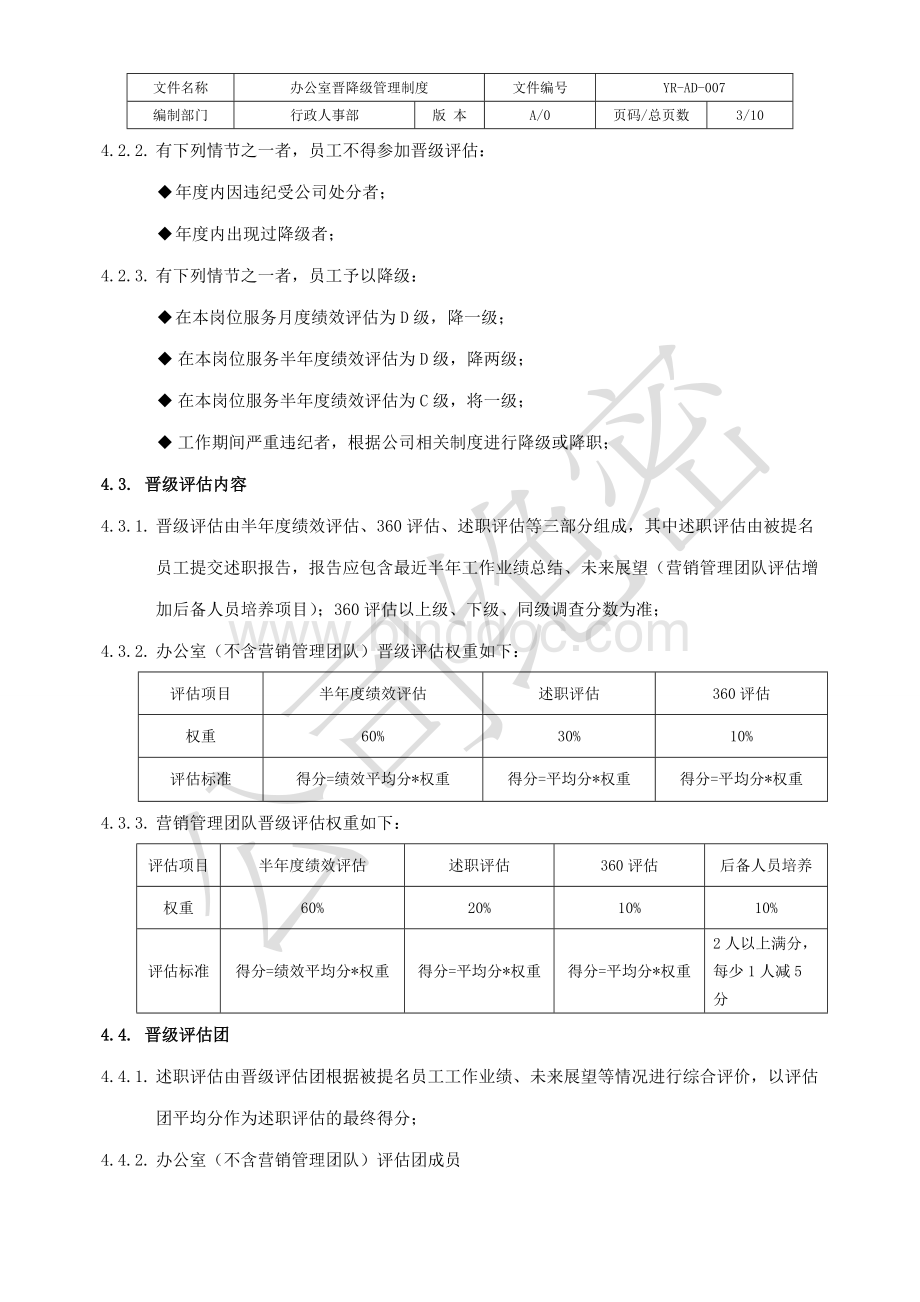 办公室晋降级管理制度.doc_第3页