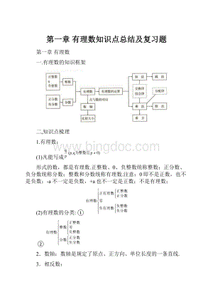 第一章 有理数知识点总结及复习题Word格式.docx