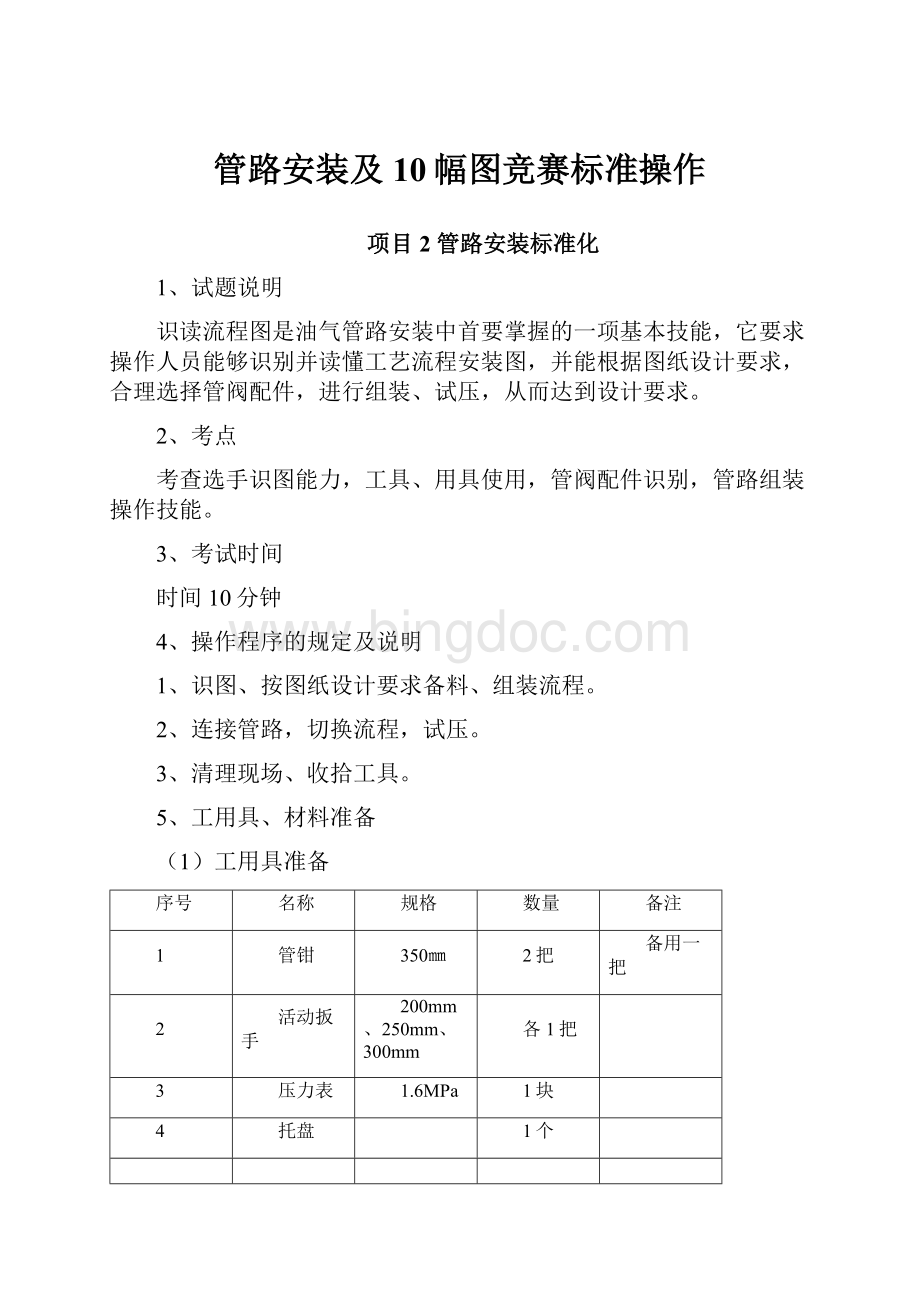 管路安装及10幅图竞赛标准操作Word格式文档下载.docx