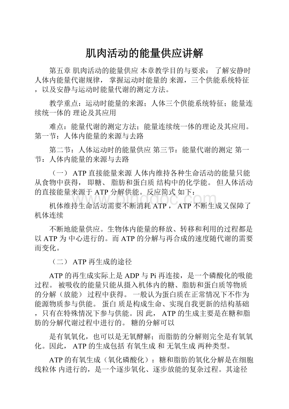 肌肉活动的能量供应讲解Word文档下载推荐.docx_第1页