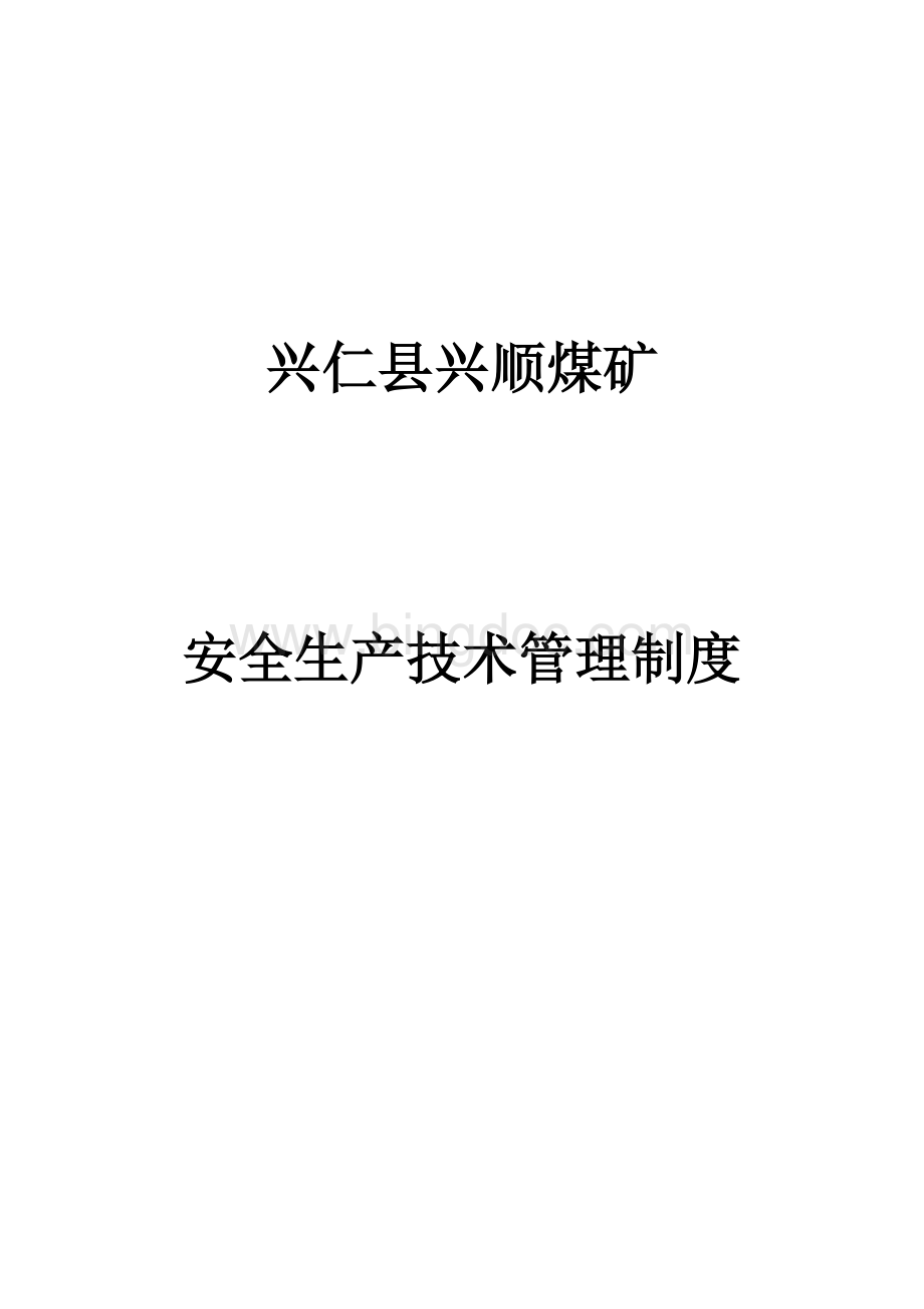 兴顺煤矿安全生产技术管理制度Word文档下载推荐.doc