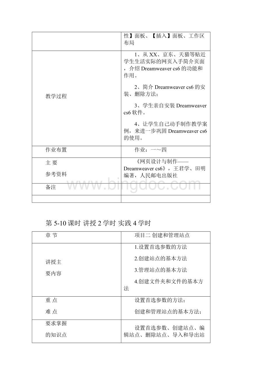 《网页设计与制作DreamweaverCS6》电子教案Word下载.docx_第2页