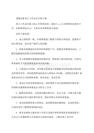 精品转正工作总结合集9篇.docx