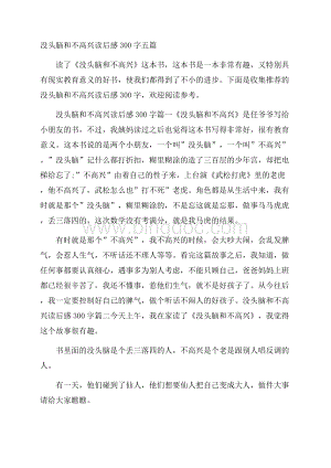 没头脑和不高兴读后感300字五篇.docx