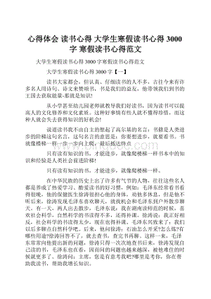 心得体会 读书心得 大学生寒假读书心得3000字 寒假读书心得范文Word文档格式.docx