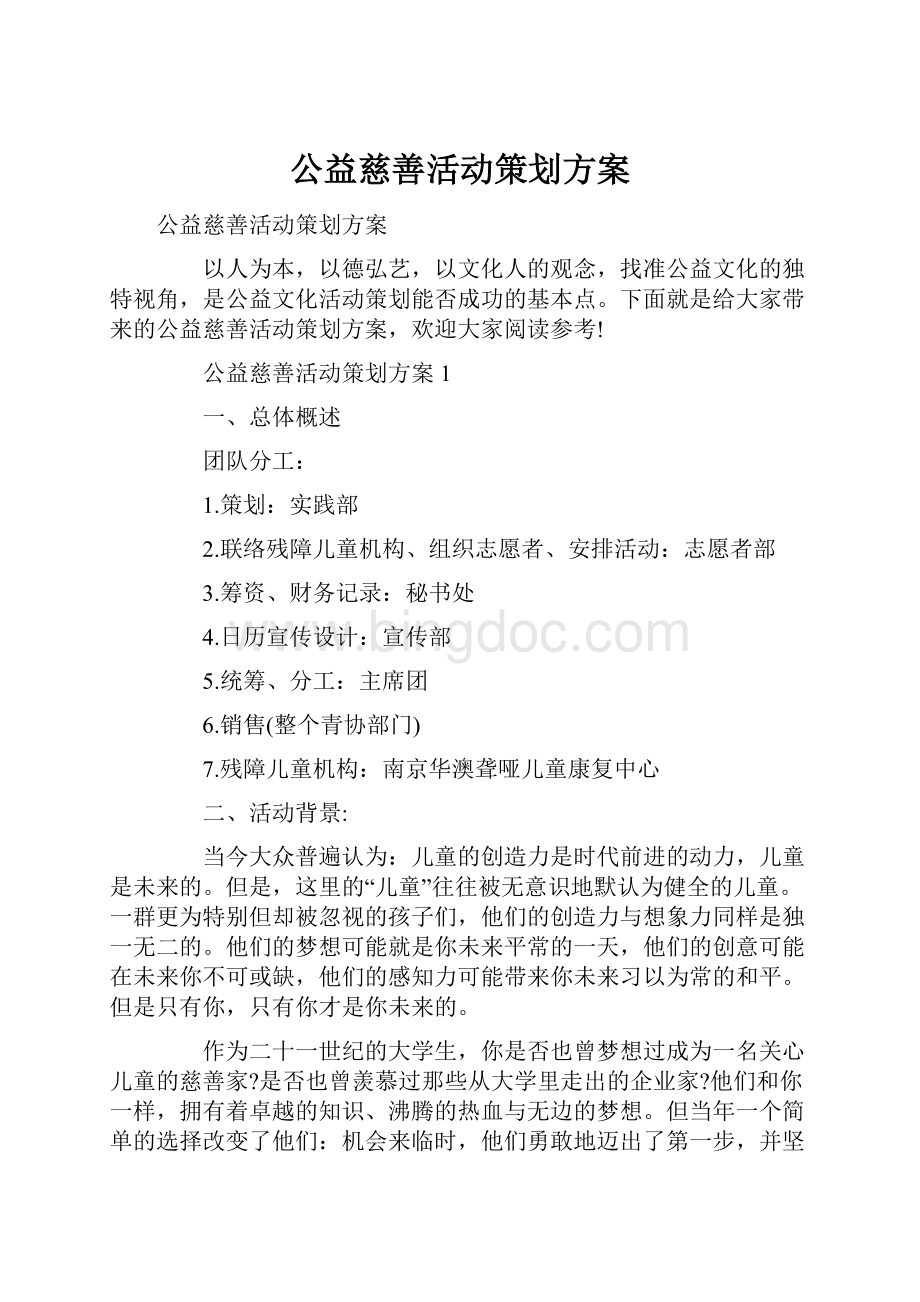 公益慈善活动策划方案.docx