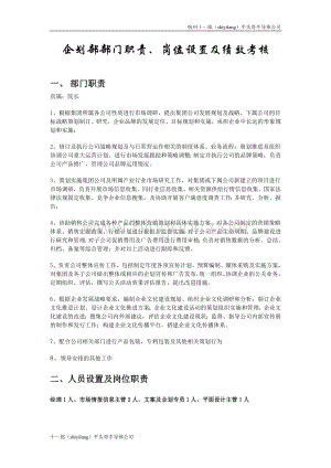 杭州量子芯片公司企划部部门职责岗位设置及绩效考核.doc