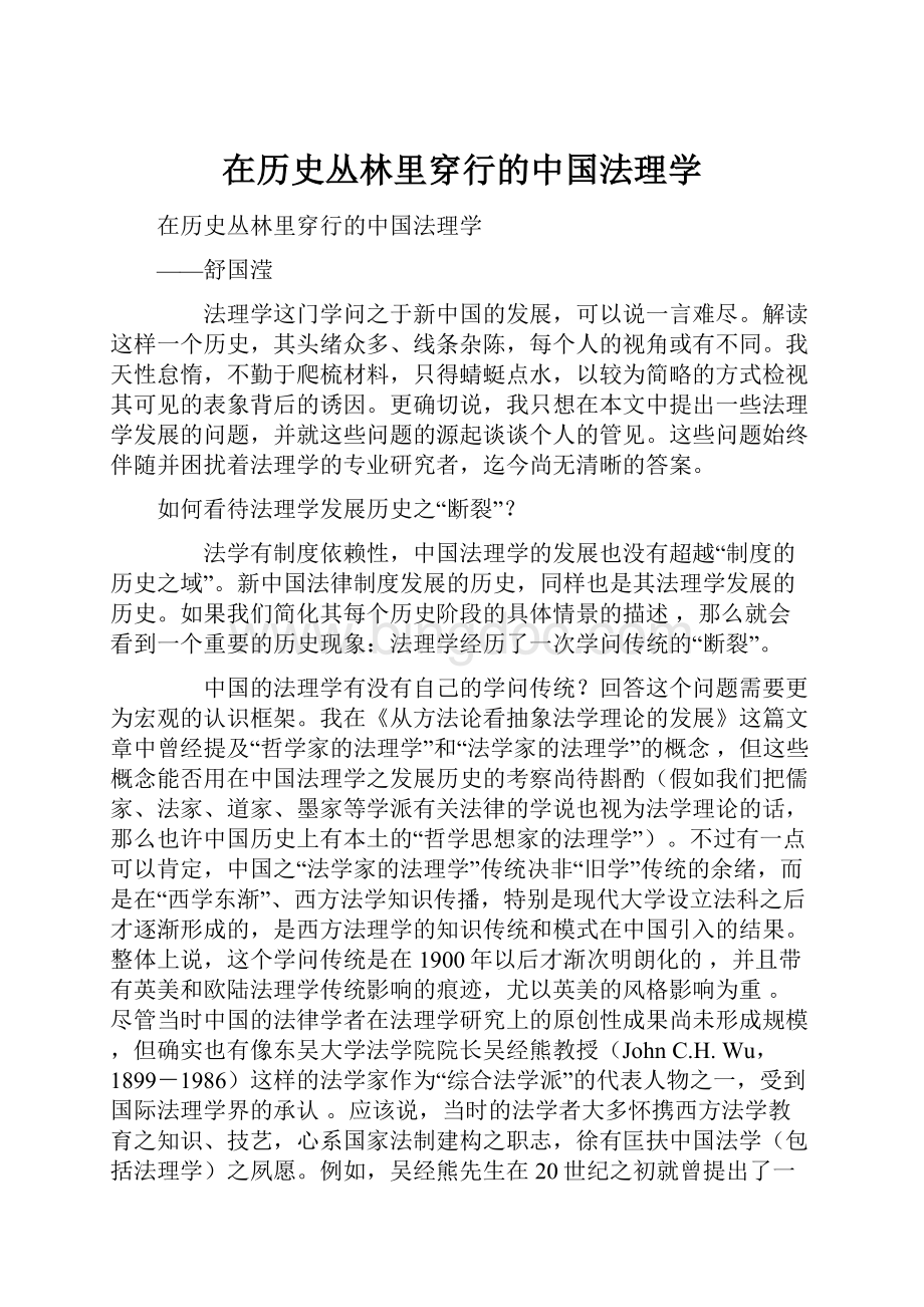 在历史丛林里穿行的中国法理学.docx_第1页