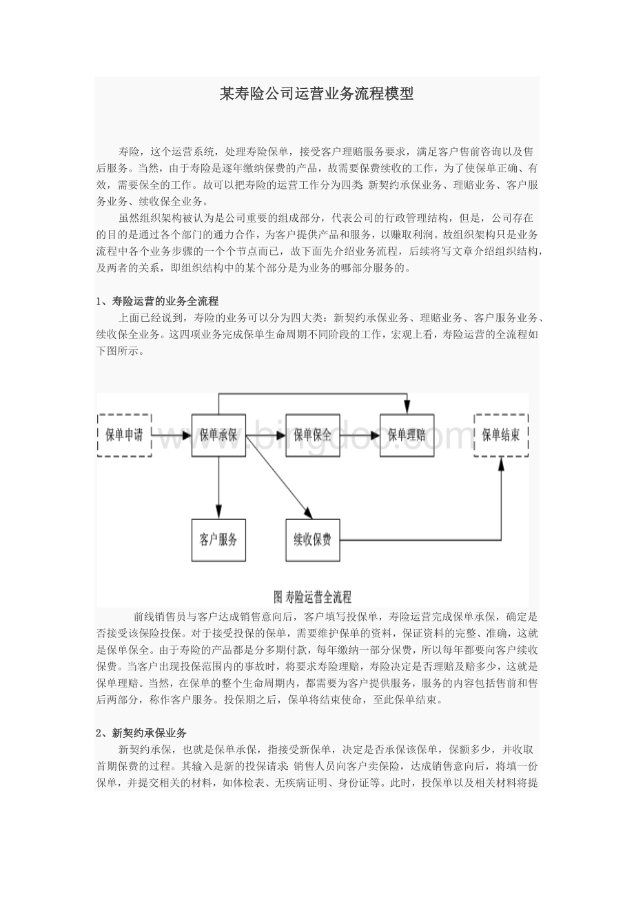 寿险业务流程及组织结构.docx_第1页