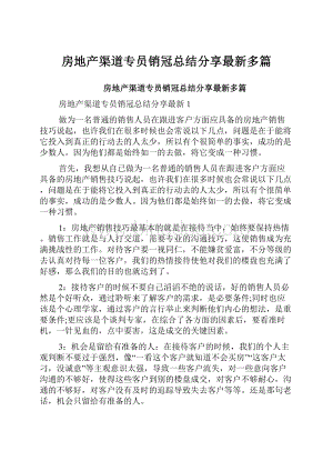 房地产渠道专员销冠总结分享最新多篇.docx