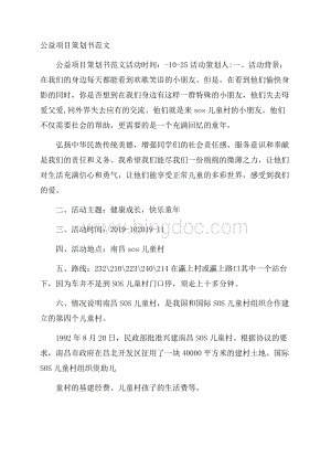 公益项目策划书范文.docx