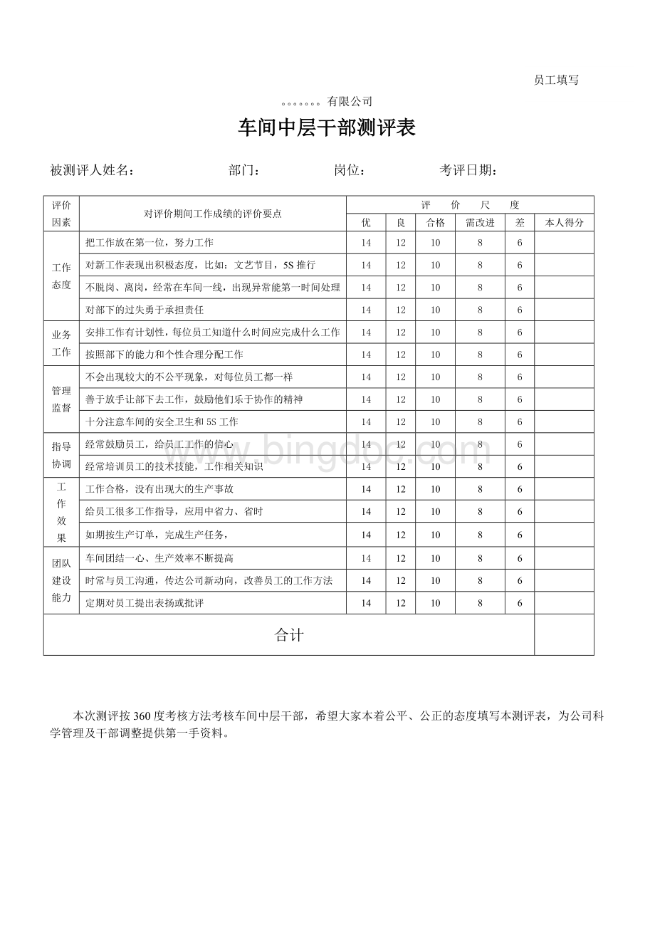 公司中层干部360度测评表Word文件下载.doc_第3页