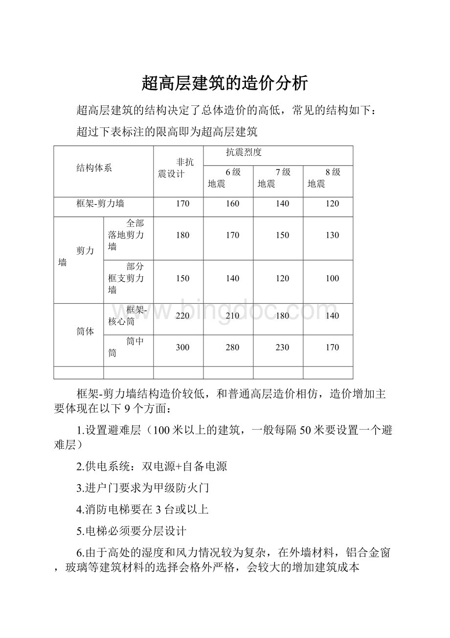 超高层建筑的造价分析.docx_第1页